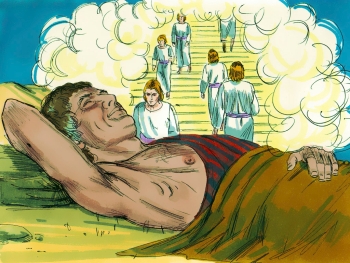 Image of Jacob at Bethel, where he dreams of a stairway leading to heaven