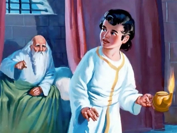 Image of Eli telling Samuel to listen to God's voice