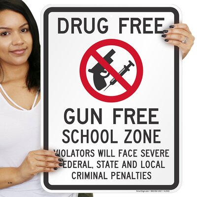 A picture of a drug-free-, un-free zone sign