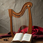 picture of a lyre and a Bible